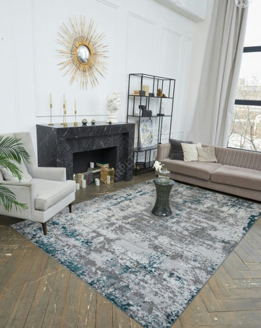 Ковер российский F282 PALERMO (PP Heatset Высокоплотный, синий, серый)