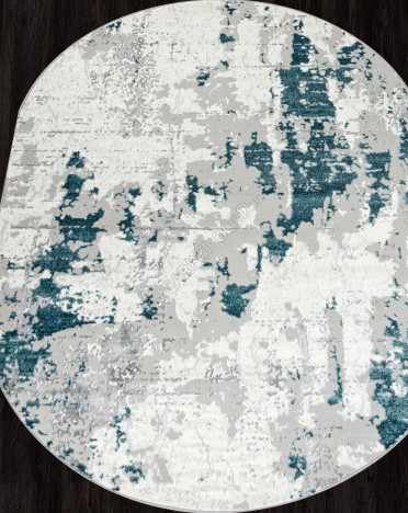 Ковер российский F285 PALERMO (PP Heatset Высокоплотный, синий, серый) овальный