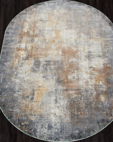 Ковер российский F262 ZUMMA (PP Heatset Высокоплотный, оранжевый, серый) овальный